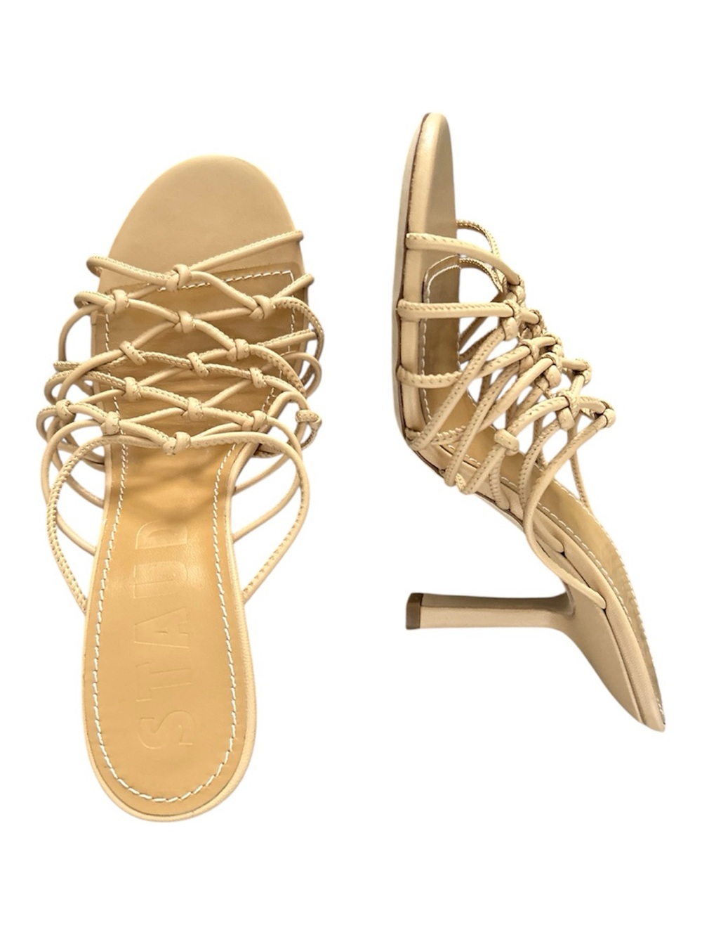 Staud Beige Strappy Knot Mule Sandals for Women
